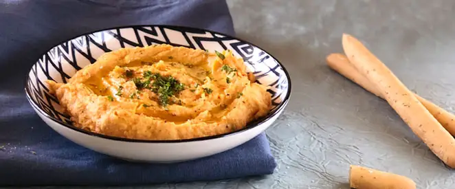 Houmous de patate douce au gingembre