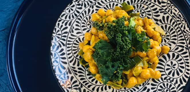 Curry de pois chiches et chou kale