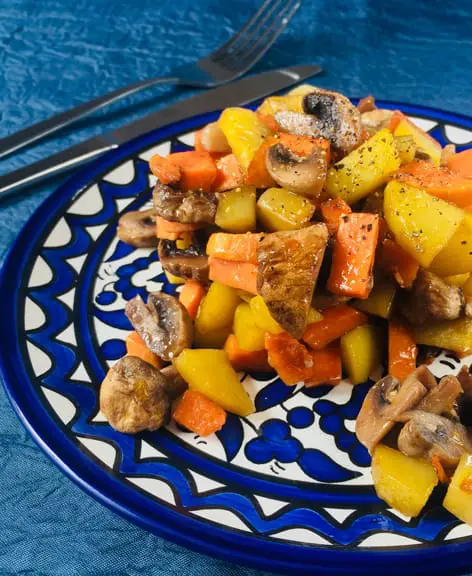 Poêlée de champignons, pommes de terre & patates douces