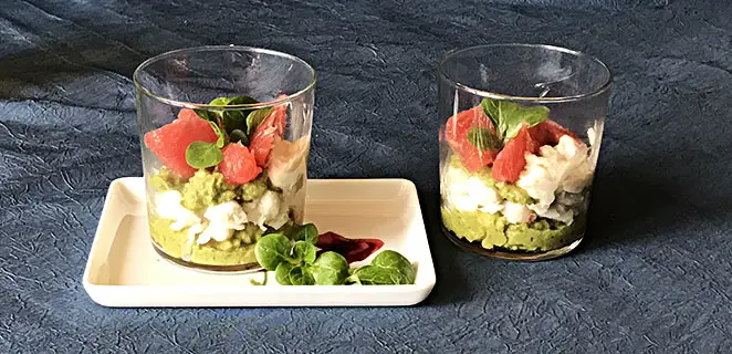 Verrine de crabe à l’avocat et au pamplemousse