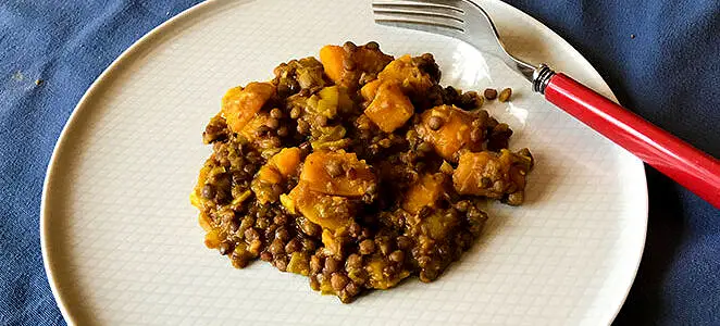 Mijoté de lentilles et courge au gingembre
