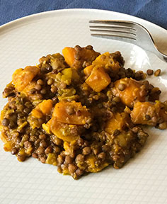 Mijoté de lentilles et courge au gingembre