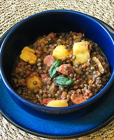 Lentilles au chorizo et pommes de terre