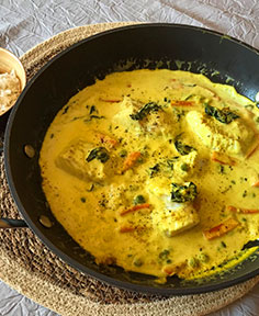 Curry de cabillaud au lait de coco