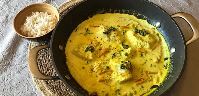 Curry de cabillaud au lait de coco