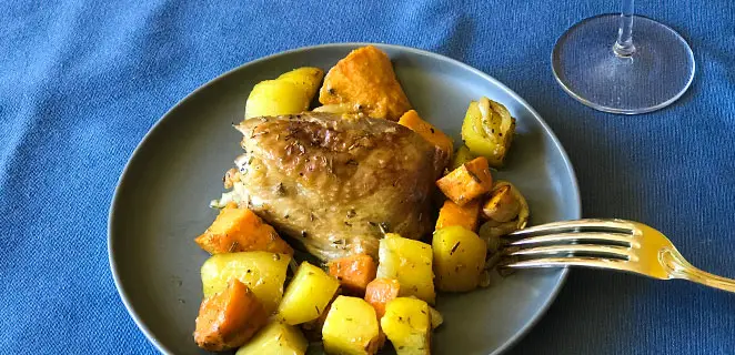 Cuisse de dinde au thym et patates douces