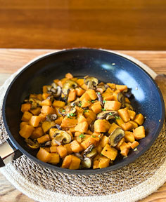 Poêlée de butternut et champignons à l’échalote