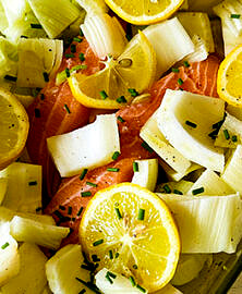 Saumon rôti au fenouil et citron confit