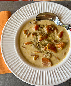 Soupe de lentilles à l’indienne au poulet