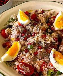Salade de riz au thon et à la grenade