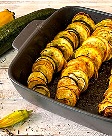 Tian de courgettes aux deux couleurs