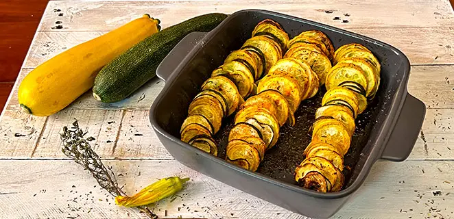 Tian de courgettes aux deux couleurs