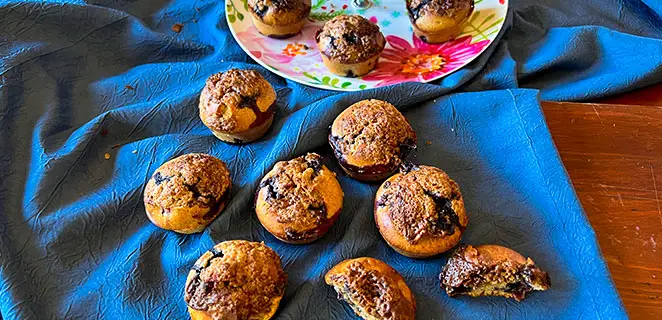 Muffins aux myrtilles façon streusel