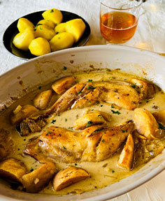 Cuisses de poulet à la normande