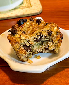 Muffins aux flocons d’avoine et pépites de chocolat (sans farine, sans œuf)