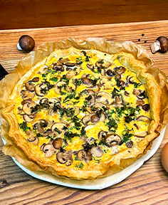 Tarte aux champignons et chou kale