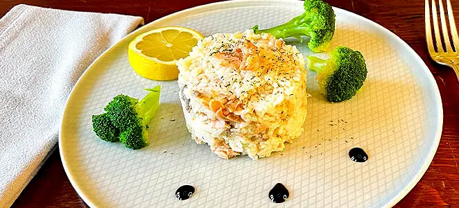 Riz crémeux au saumon