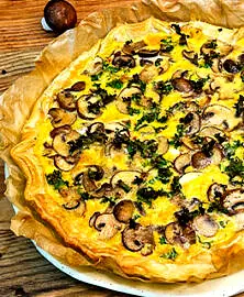 Tarte aux champignons et chou kale