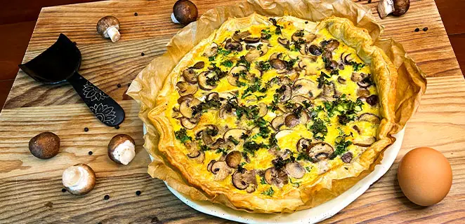 Tarte aux champignons et chou kale