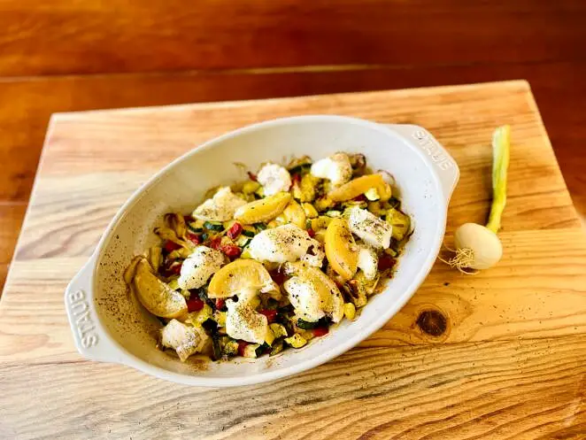 Pavés de cabillaud sur petits légumes au citron confit