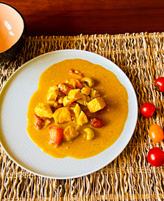 Curry de poissons aux tomates cerises