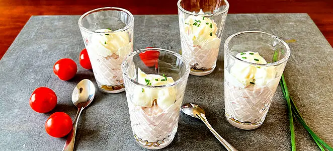 Verrines de mousse de jambon et sa chantilly