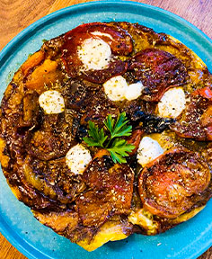 Tatin de tomates au vinaigre balsamique et  mozzarella di buffala