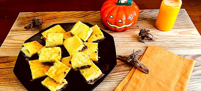 Carrés fondants de potiron aux pépites de chocolat (spécial Halloween)