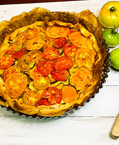 Tarte fine à la courgette et tomates vertes