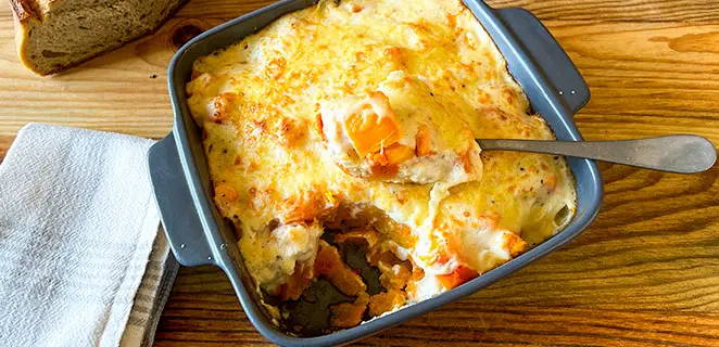 Dés de butternut en gratin