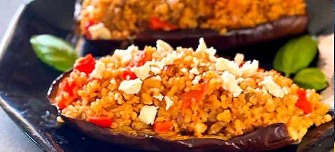 Aubergines en habit de boulgour