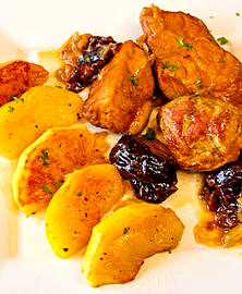 Sauté de porc pommes pruneaux