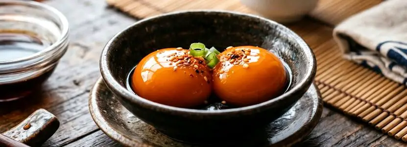 Jaunes d’œufs marinés à la sauce soja (shoyu tamago japonais, sans cuisson)