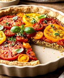 Tarte tomates et moutarde sans gluten (pâte amande)