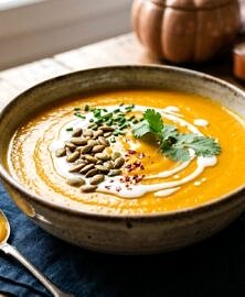 Velouté de potimarron au lait de coco et gingembre (vegan)